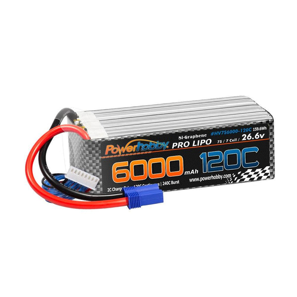 POWERHOBBY 7S 26.6V 6000MAH 120C GRAPHENE + HV LIPO BATTERY W EC5 PLUG