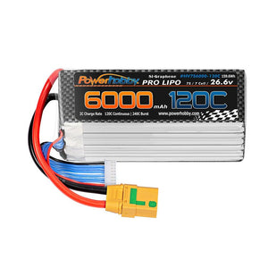 POWERHOBBY 7S 26.6V 6000MAH 120C GRAPHENE + HV LIPO BATTERY W XT90 PLUG