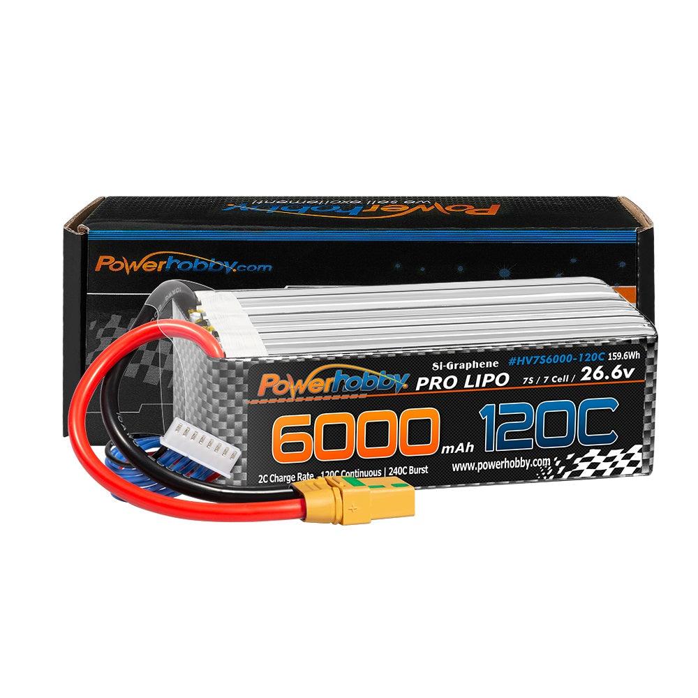 POWERHOBBY 7S 26.6V 6000MAH 120C GRAPHENE + HV LIPO BATTERY W XT90 PLUG