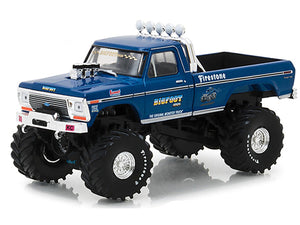 Greenlight - 1974 Ford F-250 Ranger XLT Monster Truck Bigfoot #1 "The Original Monster Truck" Blue "Kings of Crunch" 1/43 Diecast Model Car by Greenlight