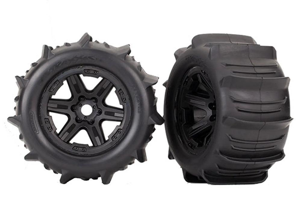 PowerHobby Traxxas TRA8674 - Paddle Tires, 3.8" Black Wheels, E-Revo VXL (2)