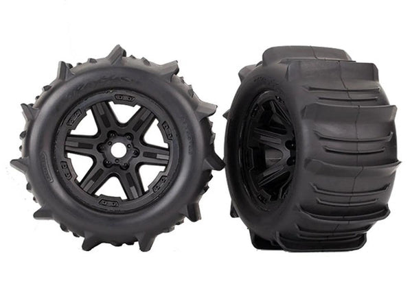 Traxxas TRA8674 - Paddle Tires, 3.8" Black Wheels, E-Revo VXL (2)