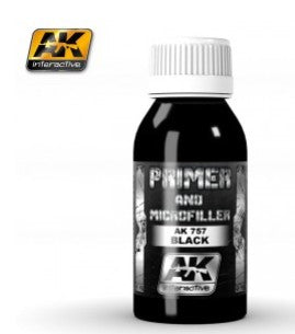 Black Forest® Hobby Supply Co AK Interactive 757 Black Primer & Microfiller 100ml Bottle — Glues, Paints, Tools > AK