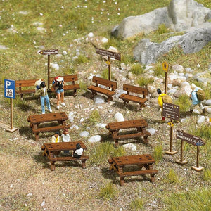 Black Forest® Hobby Supply Co Busch 1484 HO Scale Wooden Outdoor Furniture Set - Kit — HO Scale Structures > Busch