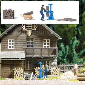 Busch 7808 HO Scale Log Splitter with Figure Action Set