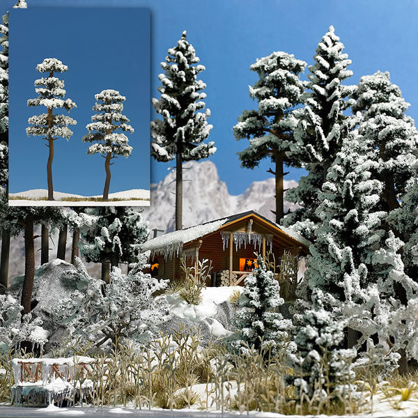 Black Forest® Hobby Supply Co Busch 6155 HO Scale Snow Covered Tree pkg(2) -- 5-1/8", 6-5/16" 130mm, 160mm — HO Scale
