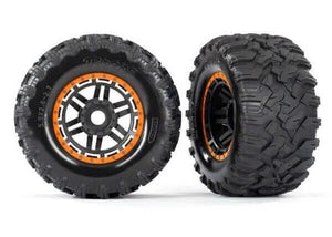 Traxxas TRA8972T Maxx Orange Mounted Wheels & Tires (2)