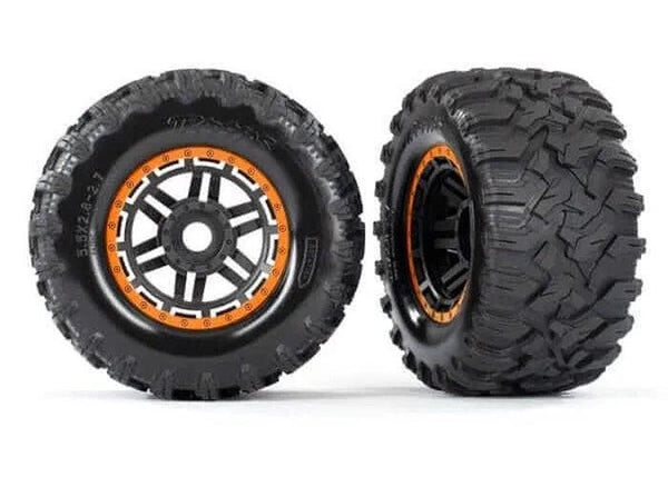 Traxxas TRA8972T Maxx Orange Mounted Wheels & Tires (2)