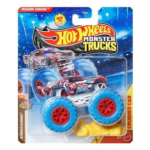 Hot Wheels Monster Trucks 1:64 Scale Vehicle 2026 - Select Vehicle(s) (5393) featuring a detailed red, white, and blue monster truck with oversized wheels, perfect for collectors and hobbyists.