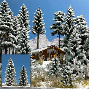 Black Forest® Hobby Supply Co Busch 6152 HO Scale Snow Covered Spruce pkg(2) -- 90mm, 120mm — HO Scale Scenery > Busch
