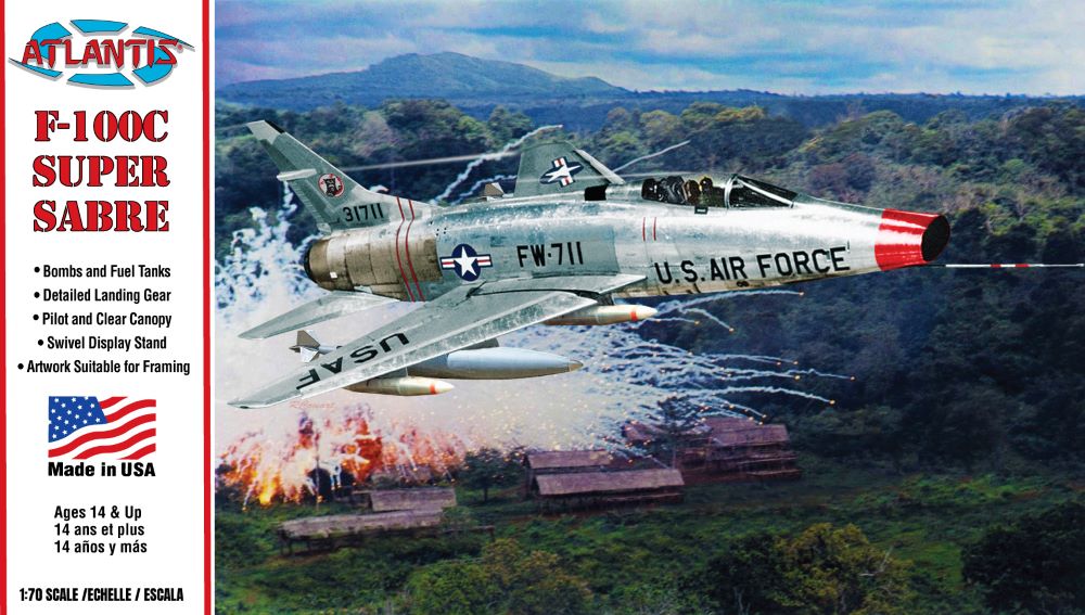 Black Forest® Hobby Supply Co Atlantis Models 236 1/70 F100C Super Sabre Fighter (formerly Revell) — Sci-Fi & Pop Culture