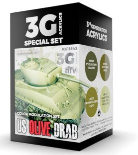 Black Forest® Hobby Supply Co AK Interactive 11643 Modulation Series: US Olive Drab 3G Acrylic Paint Set (4 Co — Glues,