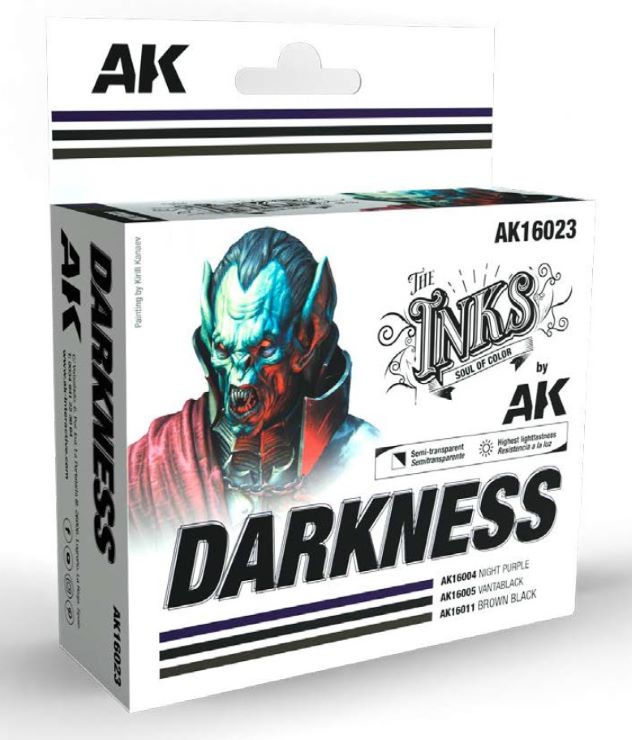 Black Forest® Hobby Supply Co AK Interactive 16023 Inks: Darkness Acrylic Set (3 Colors) 30ml Bottles — Paints, Tools,