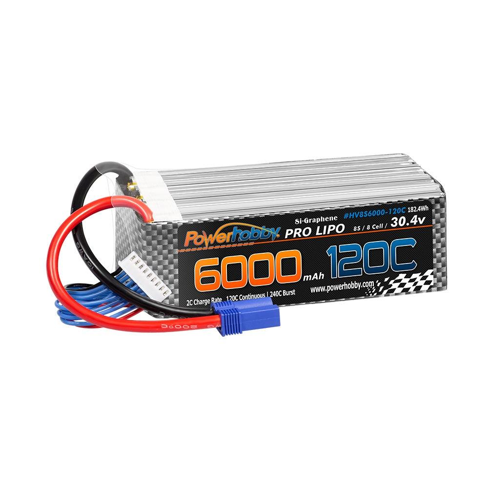 POWERHOBBY 8S 30.4V 6000MAH 120C GRAPHENE + HV LIPO BATTERY W EC5 PLUG