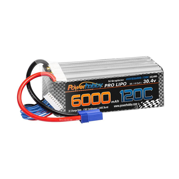 POWERHOBBY 8S 30.4V 6000MAH 120C GRAPHENE + HV LIPO BATTERY W EC5 PLUG