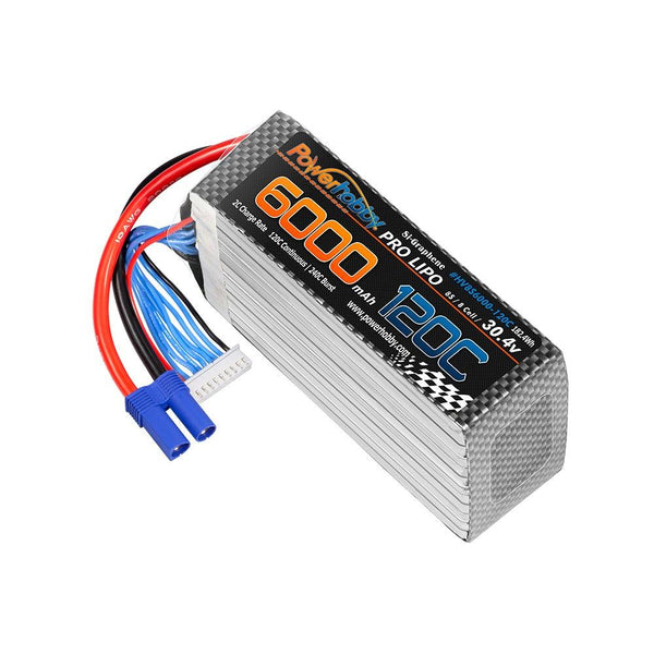 POWERHOBBY 8S 30.4V 6000MAH 120C GRAPHENE + HV LIPO BATTERY W EC5 PLUG