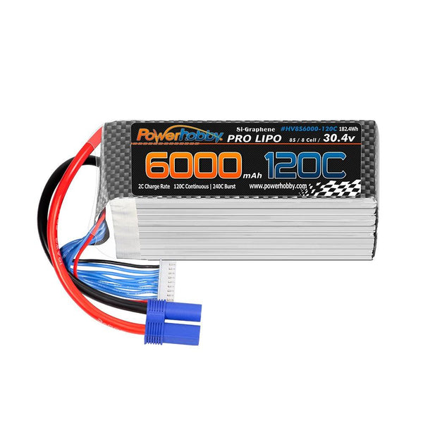 POWERHOBBY 8S 30.4V 6000MAH 120C GRAPHENE + HV LIPO BATTERY W EC5 PLUG