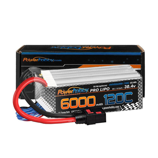 POWERHOBBY 8S 30.4V 6000MAH 120C GRAPHENE + HV LIPO BATTERY W QS8 PLUG 8 AWG