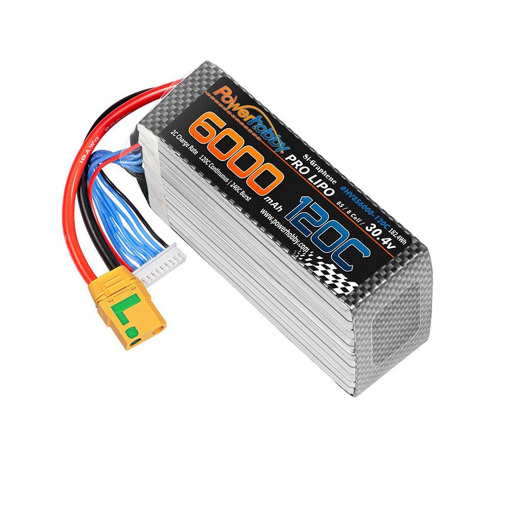 POWERHOBBY 8S 30.4V 6000MAH 120C GRAPHENE + HV LIPO BATTERY W XT90 PLUG