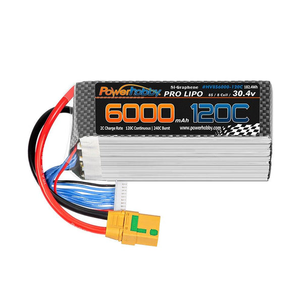 POWERHOBBY 8S 30.4V 6000MAH 120C GRAPHENE + HV LIPO BATTERY W XT90 PLUG