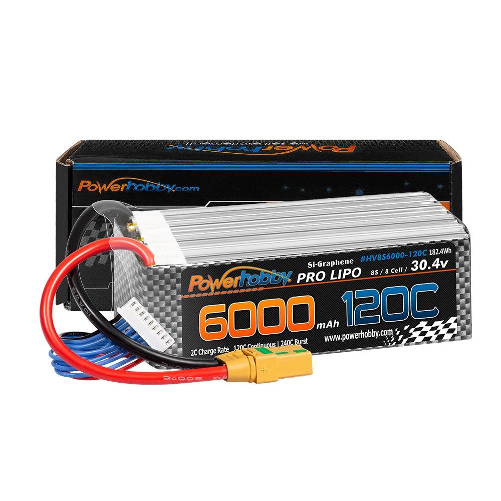 POWERHOBBY 8S 30.4V 6000MAH 120C GRAPHENE + HV LIPO BATTERY W XT90 PLUG
