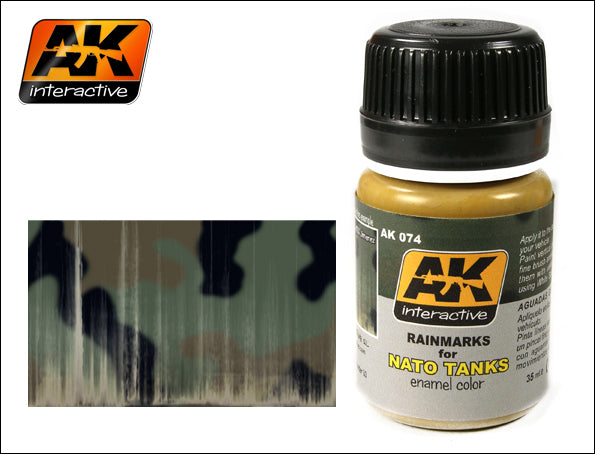 Black Forest® Hobby Supply Co AK Interactive 74 NATO Tank Rainmarks Enamel Paint 35ml Bottle — Glues, Paints, Tools > AK