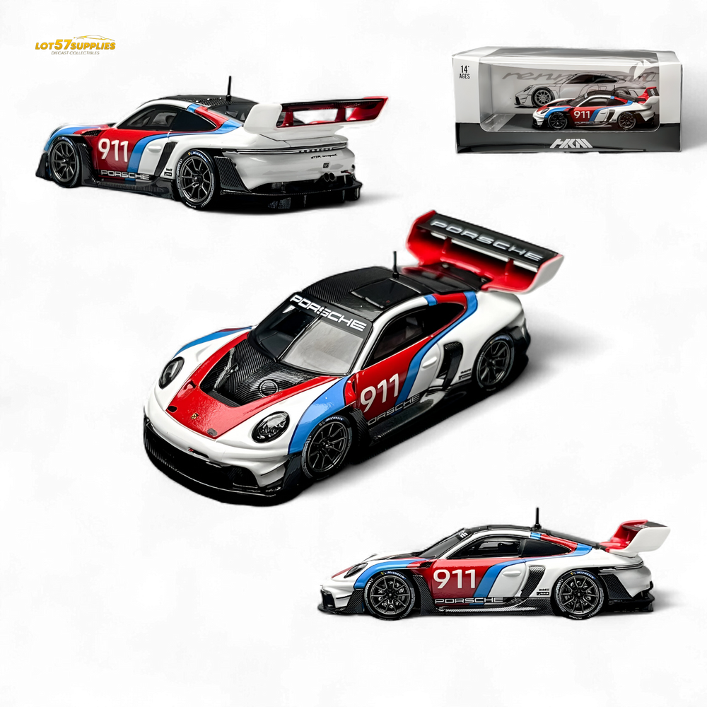 HKM Model Porsche 911 (992) GT3 R Rennsport White #911 1:64