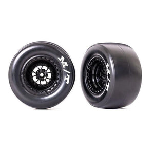 Traxxas TRA9476 Drag Slash Rear Tires w/ Weld Gloss Black Wheels (Sticky) (2)