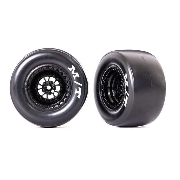 Traxxas TRA9476 Drag Slash Rear Tires w/ Weld Gloss Black Wheels (Sticky) (2)