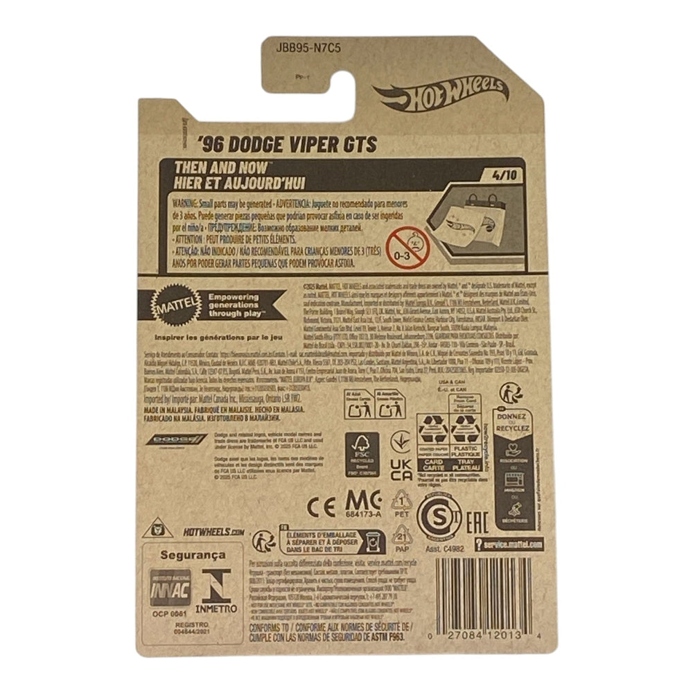 Hot Wheels '96 Dodge Viper GTS - Then and Now Series 4/10