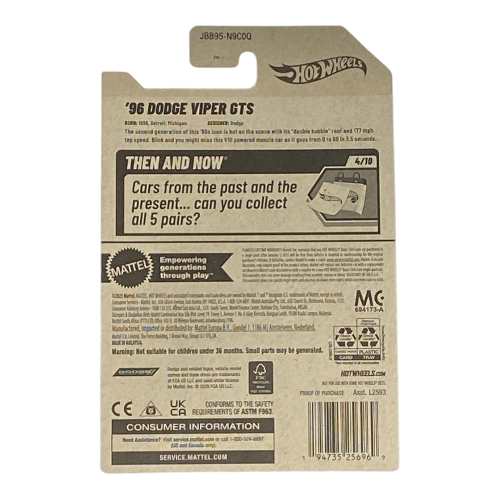 Hot Wheels '96 Dodge Viper GTS - Then and Now Series 4/10