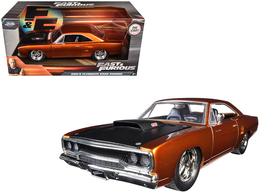 Dom's 1970 Plymouth Road Runner Copper with Black Hood "Fast & Furious 7" (2015) Movie 1/24 Diecast Model Car by Jada —