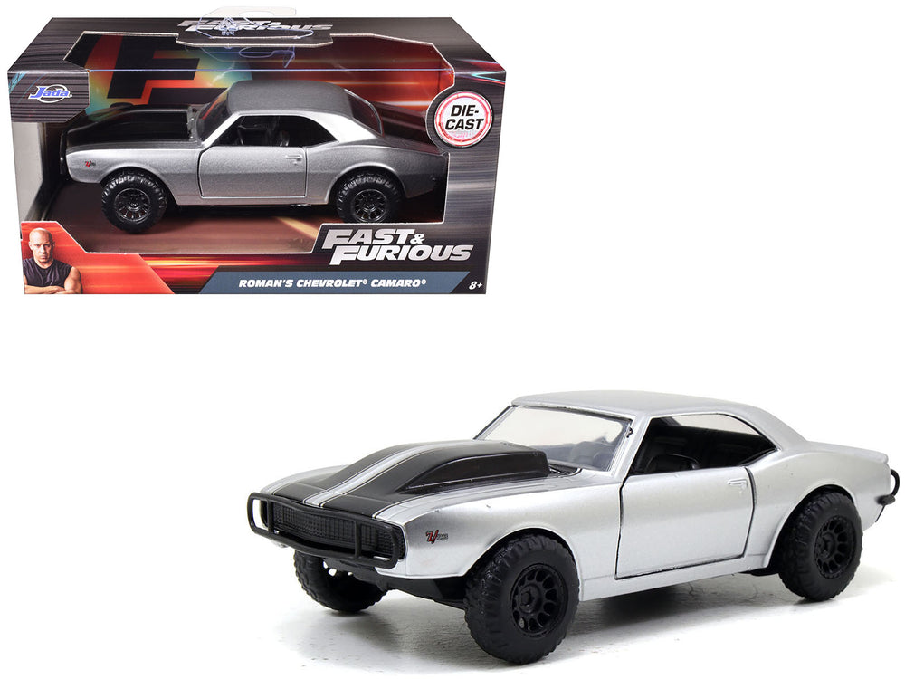 Roman's Chevrolet Camaro Z/28 Silver with Black Stripes "Fast & Furious 7" (2015) Movie 1/32 Diecast Model Car by Jada —