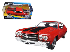 Dom's Chevrolet Chevelle SS Red with Black Stripes "Fast & Furious" Movie 1/24 Diecast Model Car by Jada — physical