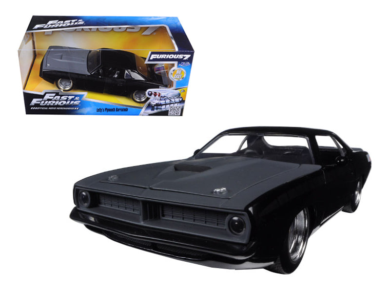 Letty's Plymouth Barracuda Matt Black "Fast & Furious 7" Movie 1/24 Diecast Model Car by Jada — physical