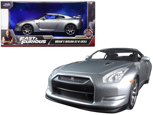 Brian's Nissan GT-R (R35) Silver "Fast & Furious" Movie 1/24 Diecast Model Car by Jada — physical