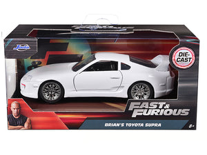 Brian's Toyota Supra White "Fast & Furious 7" (2015) Movie 1/32 Diecast Model Car by Jada — physical