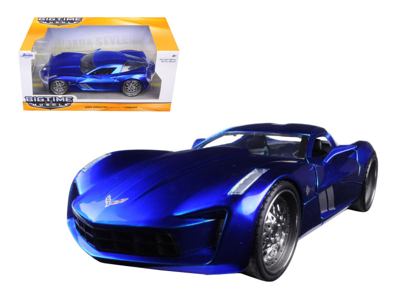 2009 Chevrolet Corvette Stingray Concept Blue 1/24 Diecast Model Car by Jada — physical