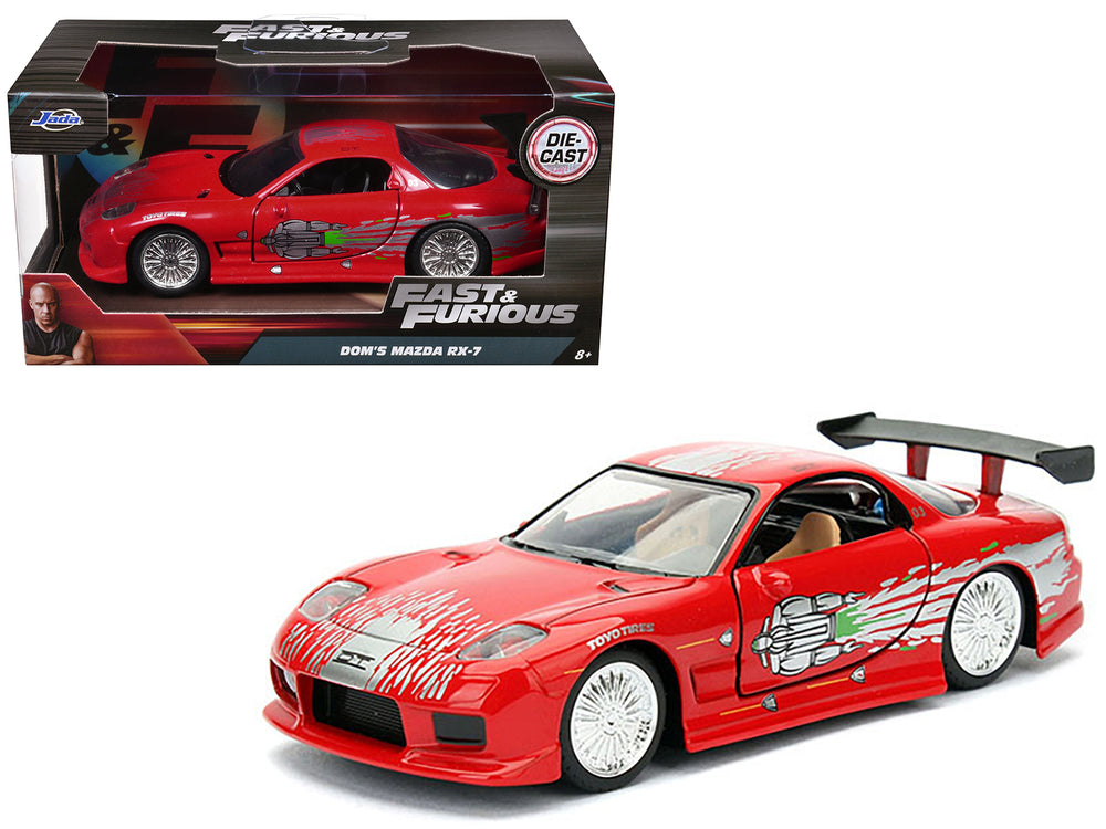 Dom's Mazda RX-7 Red with Graphics "Fast & Furious" Movie 1/32 Diecast Model Car by Jada — physical