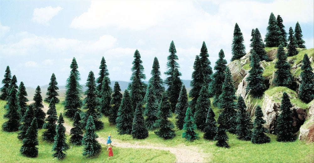 Busch 6497 HO/TT Scale Pine Tree Assortment, pkg(50)