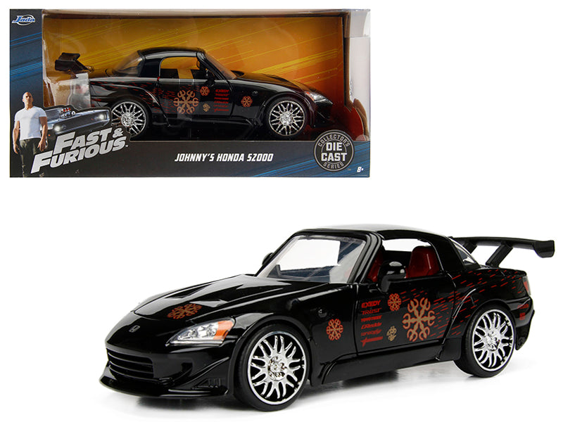 Johnny's 2001 Honda S2000 Black with Graphics "Fast & Furious" Movie 1/24 Diecast Model Car by Jada — physical