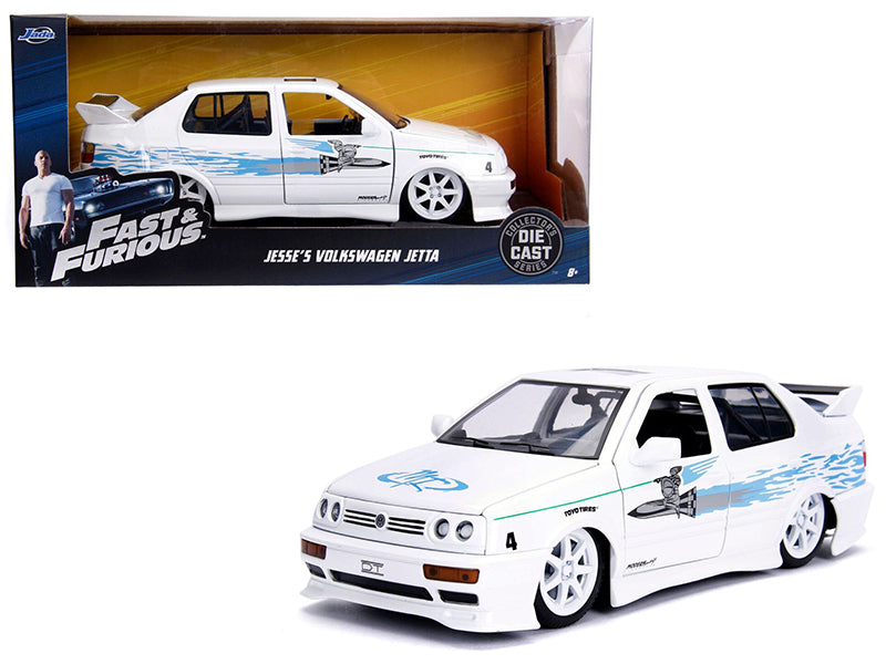 Jesse's Volkswagen Jetta White with Graphics "Fast & Furious" Movie 1/24 Diecast Model Car by Jada — physical
