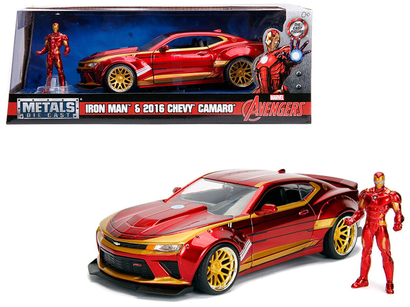 2016 Chevrolet Camaro with Iron Man Diecast Figure "Marvel" Series 1/24 Diecast Model Car by Jada — physical