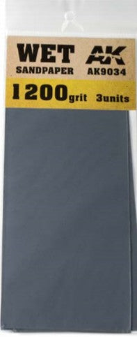 Black Forest® Hobby Supply Co AK Interactive 9034 Wet Sandpaper Sheets 1200 Grit (3) — Glues, Paints, Tools > AK Interactive