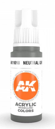 Black Forest® Hobby Supply Co AK Interactive 11018 Neutral Grey 3G Acrylic Paint 17ml Bottle — Glues, Paints, Tools > AK