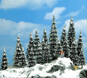 Busch 6566 N Scale Snow-Covered Pine Trees, pkg(20)