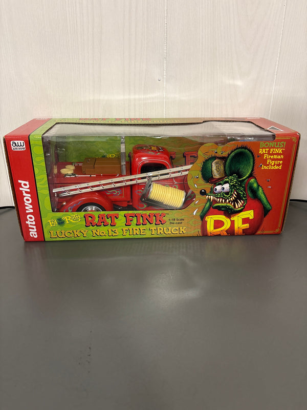 S and E Hobbies and Collectables Auto World Ed Big Daddy Roth Rat Fink Lucky No. 13 Fire Truck Diecast