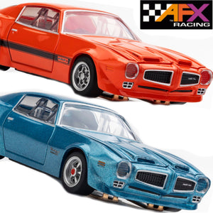 AFX Pontiac Firebird Formula 400 Blue Orange HO Slot Car MegaG+ 22123 + 22124