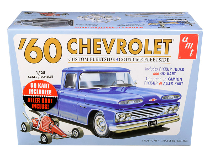 AMT - Skill 2 Model Kit 1960 Chevrolet Custom Fleetside Pickup Truck with Go Kart 1/25 Scale Model — Plastic model kit