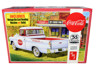 AMT - Skill 3 Model Kit 1955 Chevrolet Cameo Pickup Truck "Coca-Cola" with Vintage Vending Machine and Dolly 1/25 Scale